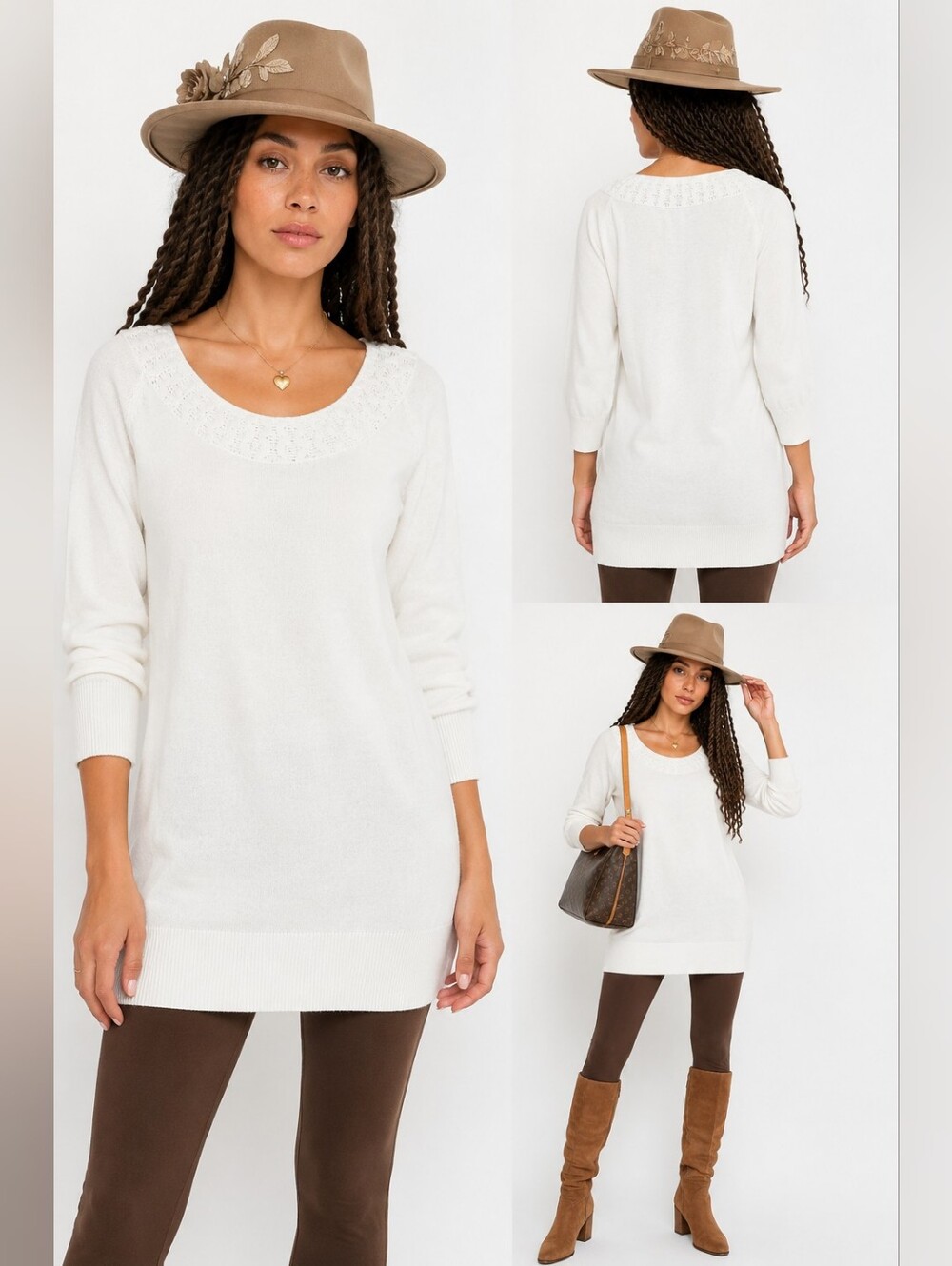 NWT Vertigo Paris BCBGMaxAzria Ivory Wool Cashmere Knit Tunic Sweater Mini Dress